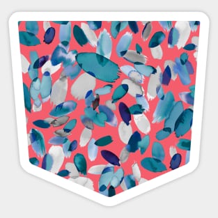 Pocket - WATERCOLOR PETAL STAINS BLUE CORAL Sticker